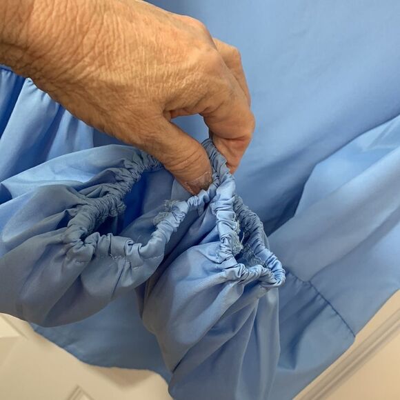 Vonda size 5XL blouse, light blue with bubble sleeves - Picture 7 of 13